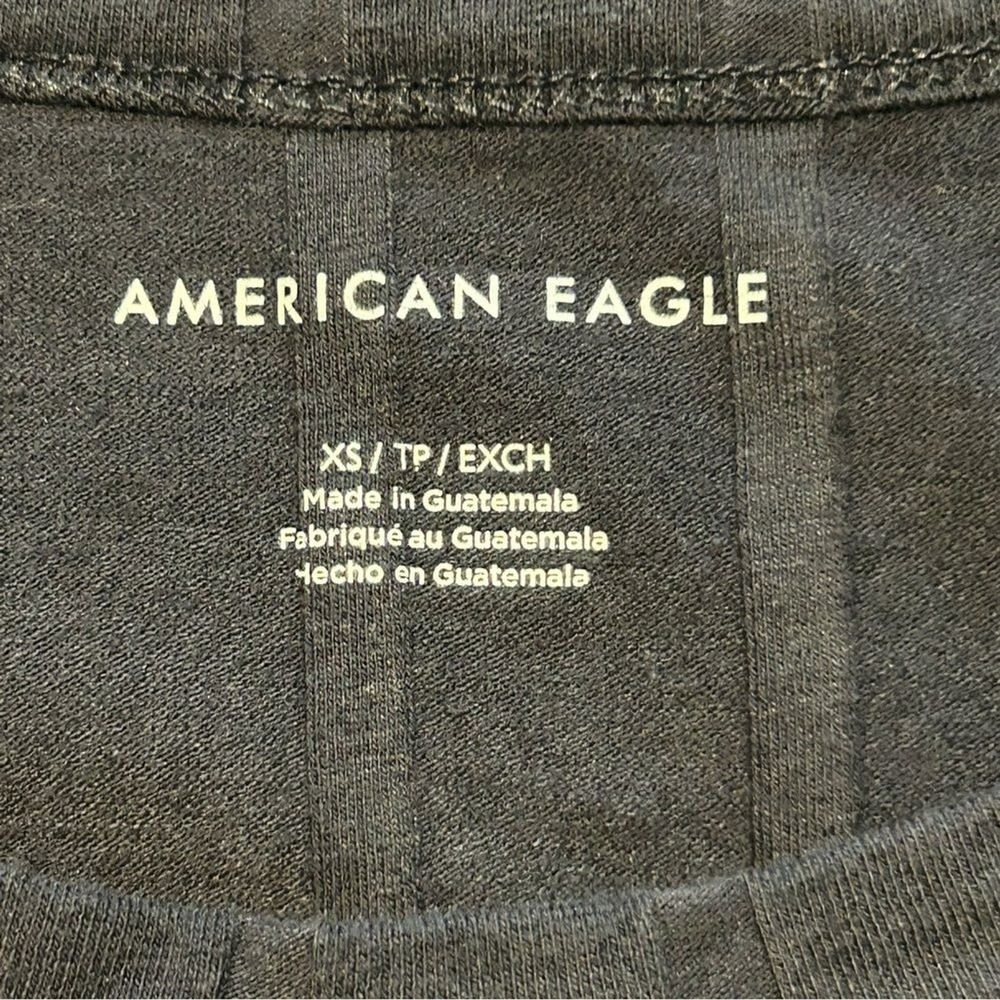 American Eagle Womens XS Ribbed Long Sleeve Cropped Cinch Hem Top Charcoal Gray - Picture 3 of 3